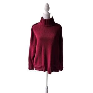 Boho Chic New Directions Burgendy Turtleneck Sweater Size XL